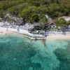 Aerial view of Bora Bora Beach Club in the Rosario Islands