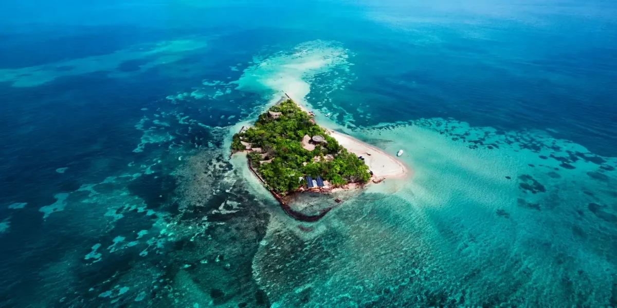 Aerial view of Corona Island in the Rosario Islands