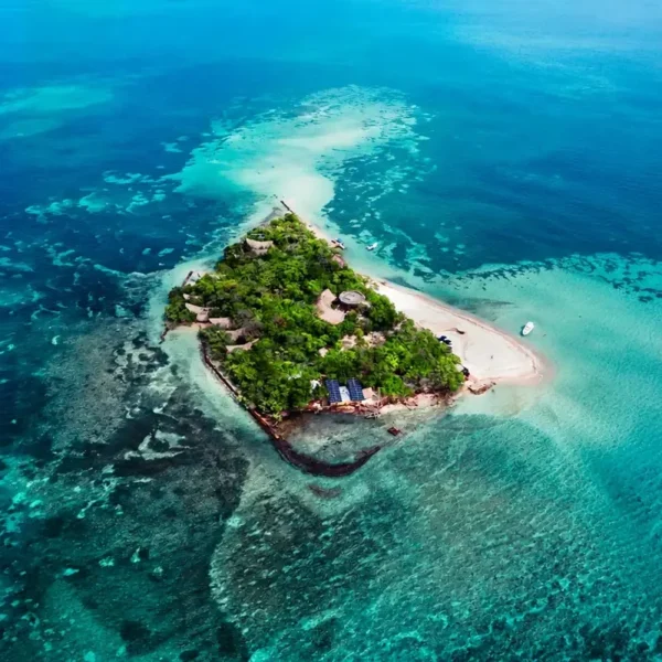 Aerial view of Corona Island in the Rosario Islands