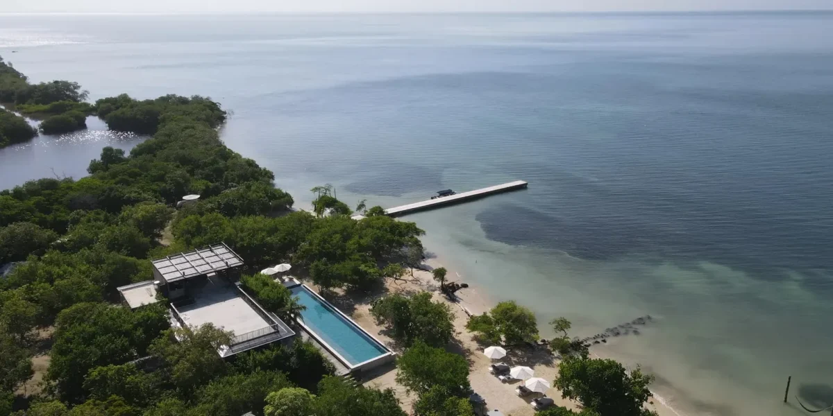 Aerial view of Sabai Beach Club in Barú