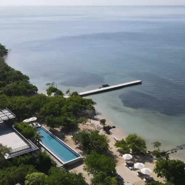 Aerial view of Sabai Beach Club in Barú