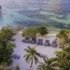 Aerial view of sun loungers at Rosario de Mar