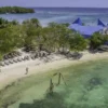 Aerial view of the beach at Rosario de Mar, Rosario Islands