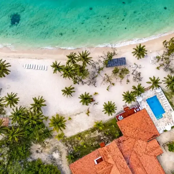 Aerial view of Aguazul Beach Resort on Barú, Rosario Islands, Cartagena