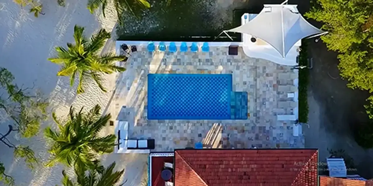 Top view of the freshwater pool at Aguazul Beach Resort
