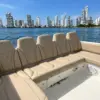 Cockpit seating of the Altamare boat with the Bocagrande skyline