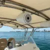 Sound system speakers under the canopy of the Altamare boat