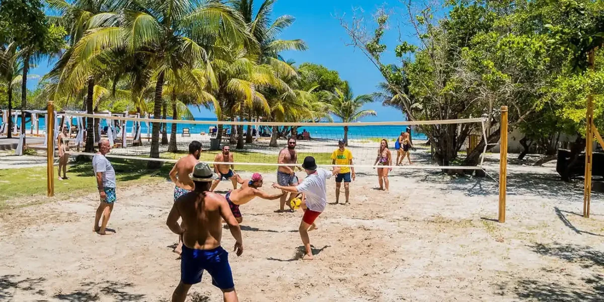 Beach volleyball at Rosario de Mar, Rosario Islands