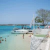 Boats and turquoise water at Bora Bora Beach Club, Cartagena