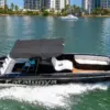 Catalunya 33 ft private boat cruising in Cartagena with its canopy and wood deck
