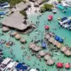 Aerial view of boats at Cholón, Cartagena party island tour