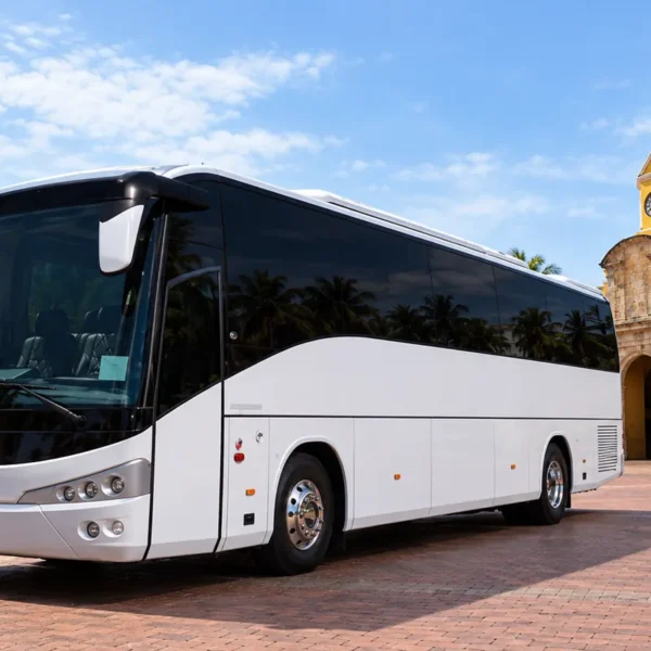 Coach bus for private group transfers of up to 38 guests at the Cartagena Clock Tower