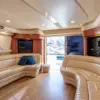 Lounge with leather sofas on the Cork Trick yacht