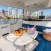 360° flybridge with seats and table on the Cork Trick yacht