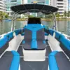 Bow seating with blue cushions on Didierucho