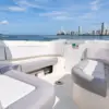 Bow lounge and sound system speaker on the Interceptor private boat