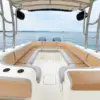 Padded bow lounge on the La Leona private boat