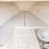 Bathroom and cabin in the bow of the Makani private boat