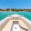 Bow lounge of the Makani boat facing a Rosario Islands beach