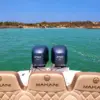 Twin 250 HP Yamaha engines and rear seats of the Makani boat