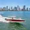 Makani private boat cruising past the Cartagena skyline
