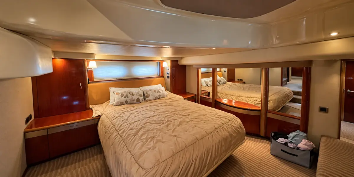 Spacious master suite with double bed on the Mama's yacht