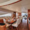 Dining room and bar in the salon of the Martlet yacht