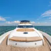 Teak bow with sunbeds on the Martlet yacht