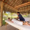 Massage under a palapa at Rosario de Mar