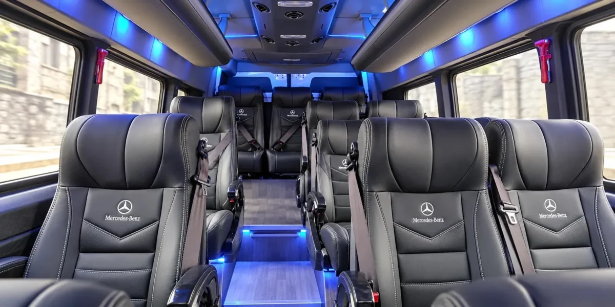 Reclining seats with ambient lighting in the Mercedes Sprinter
