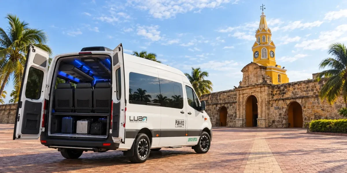 Luggage space of the Mercedes Sprinter transfer van in Cartagena