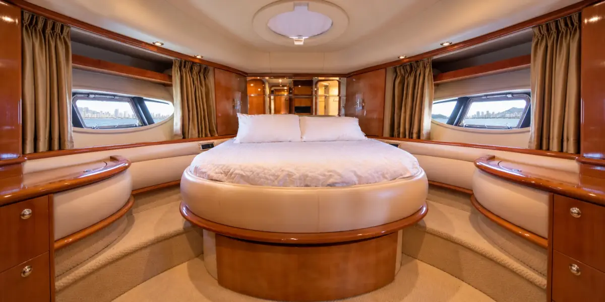 Master cabin with double bed on the My Toy yacht