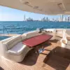 Aft deck dining table with sea view on the My Toy yacht