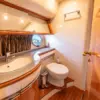 Bathroom with sink and toilet on the My Toy yacht