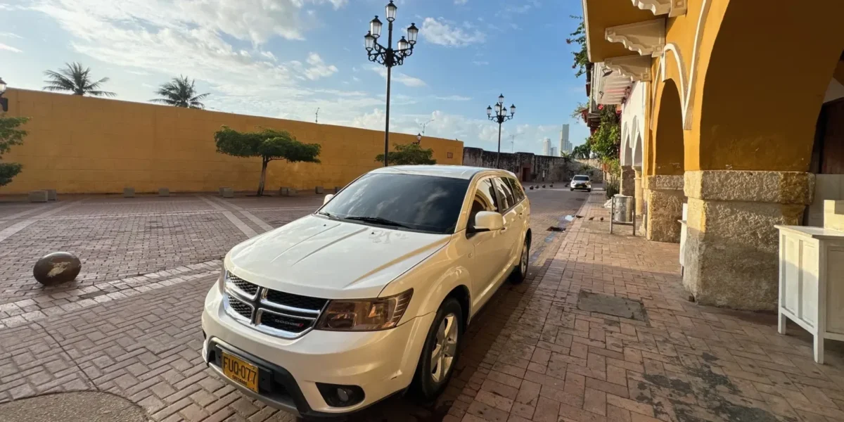 Dodge Journey SUV by the walls of Cartagena Old Town