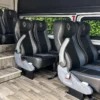 Reclining seats inside the 7-guest transfer van in Cartagena