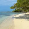 Quiet white sand beach at Sabai Beach Club