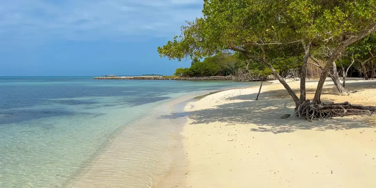 Quiet white sand beach at Sabai Beach Club