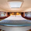 Bow cabin with double bed and skylight on the Suerte yacht