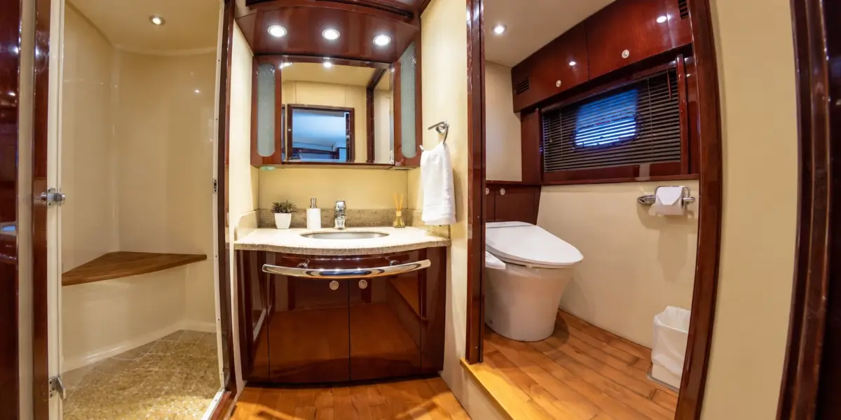 Second bathroom with shower on the Suerte yacht