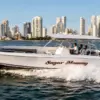 Sugar Mommy private boat cruising past the Cartagena skyline