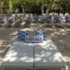 Sun beds in the shade at Dharma Beach Club, Rosario Islands