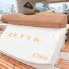 Teak swim platform at the stern of the Zetta yacht
